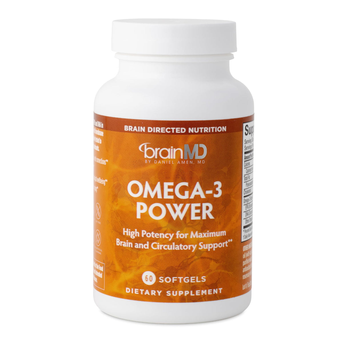 BRAINMD Omega-3 Fish Oil Supplement 1600mg front view