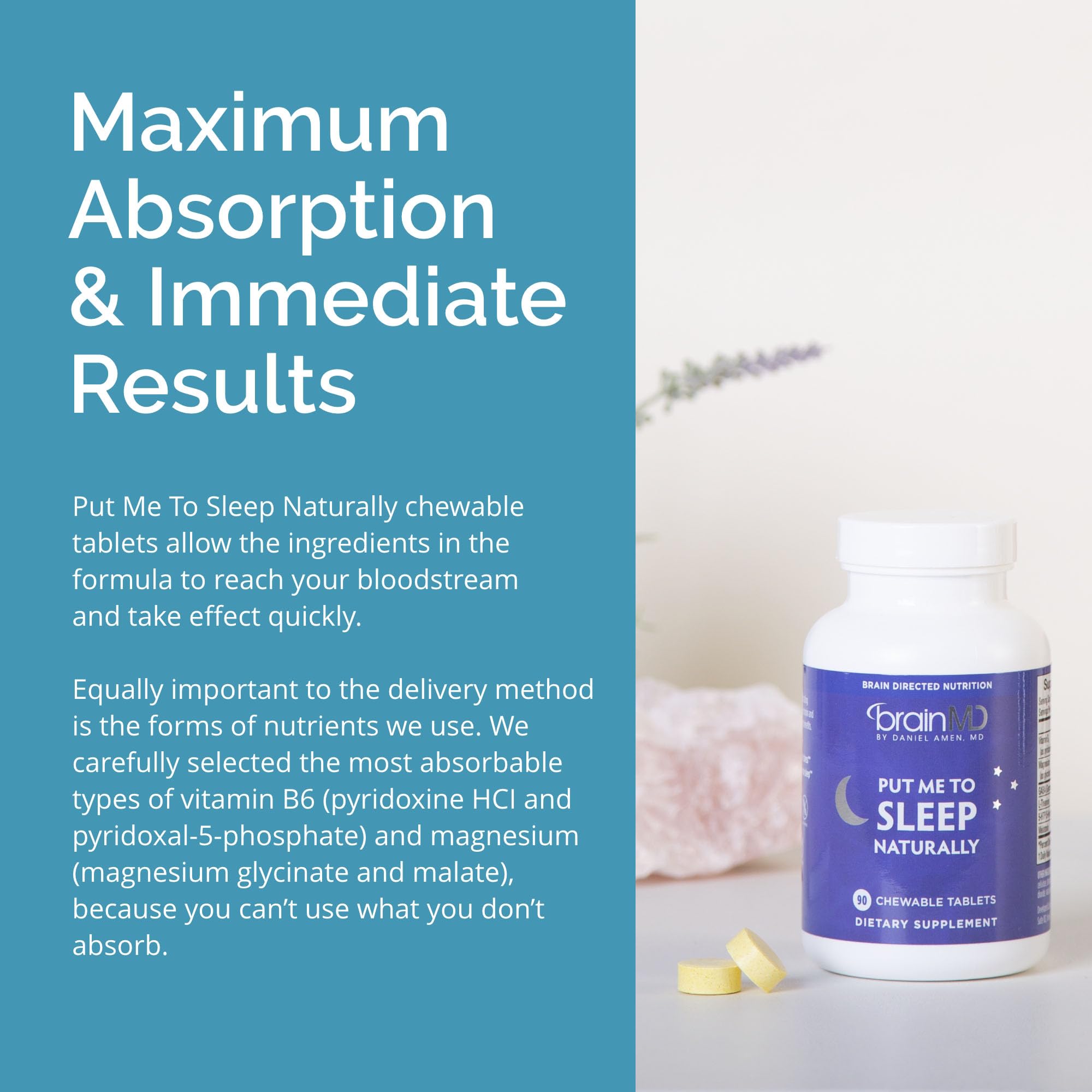 BRAINMD Put Me To Sleep Naturally supplement back view