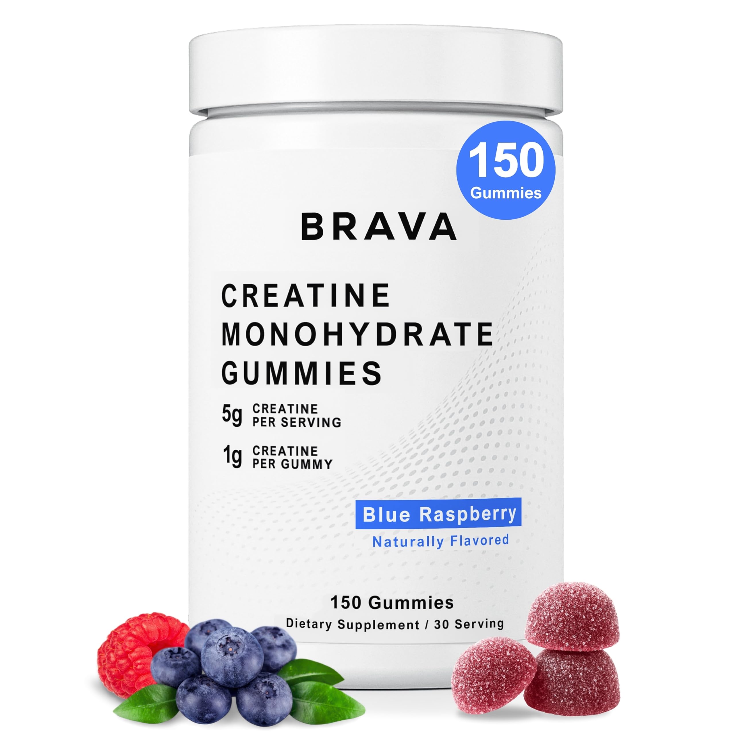 BRAVA NUTRITION Creatine Gummies front view with natural blueberry raspberry flavour
