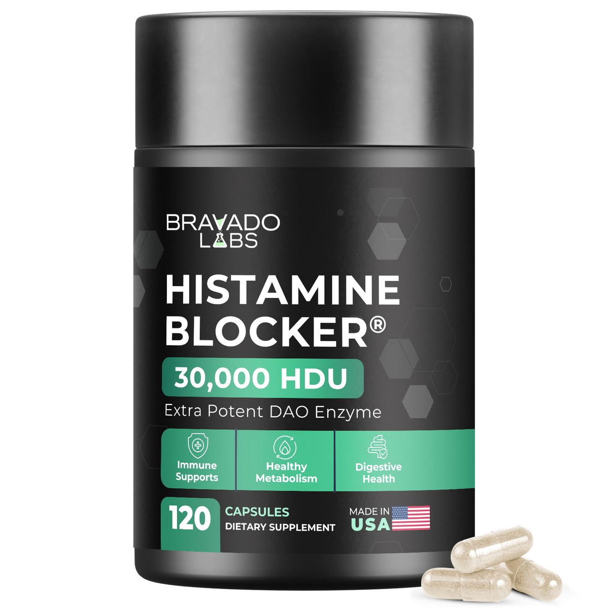 Bravado Labs DAO Enzyme Supplement 30,000 HDU front view
