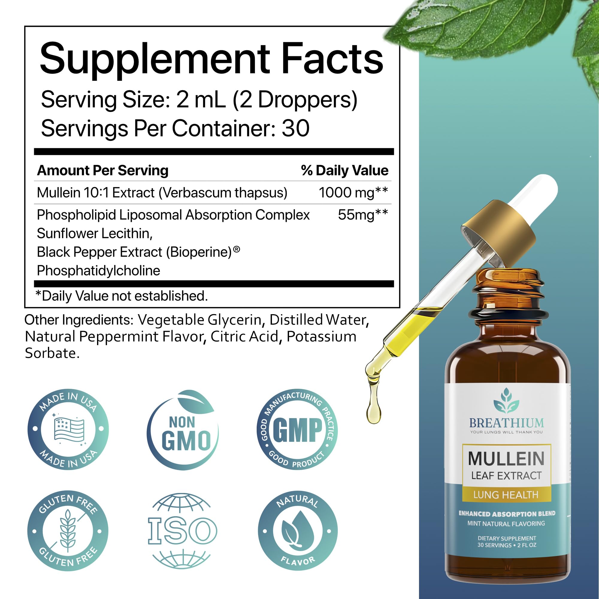 BREATHIUM Mullein Drops lifestyle scene with user