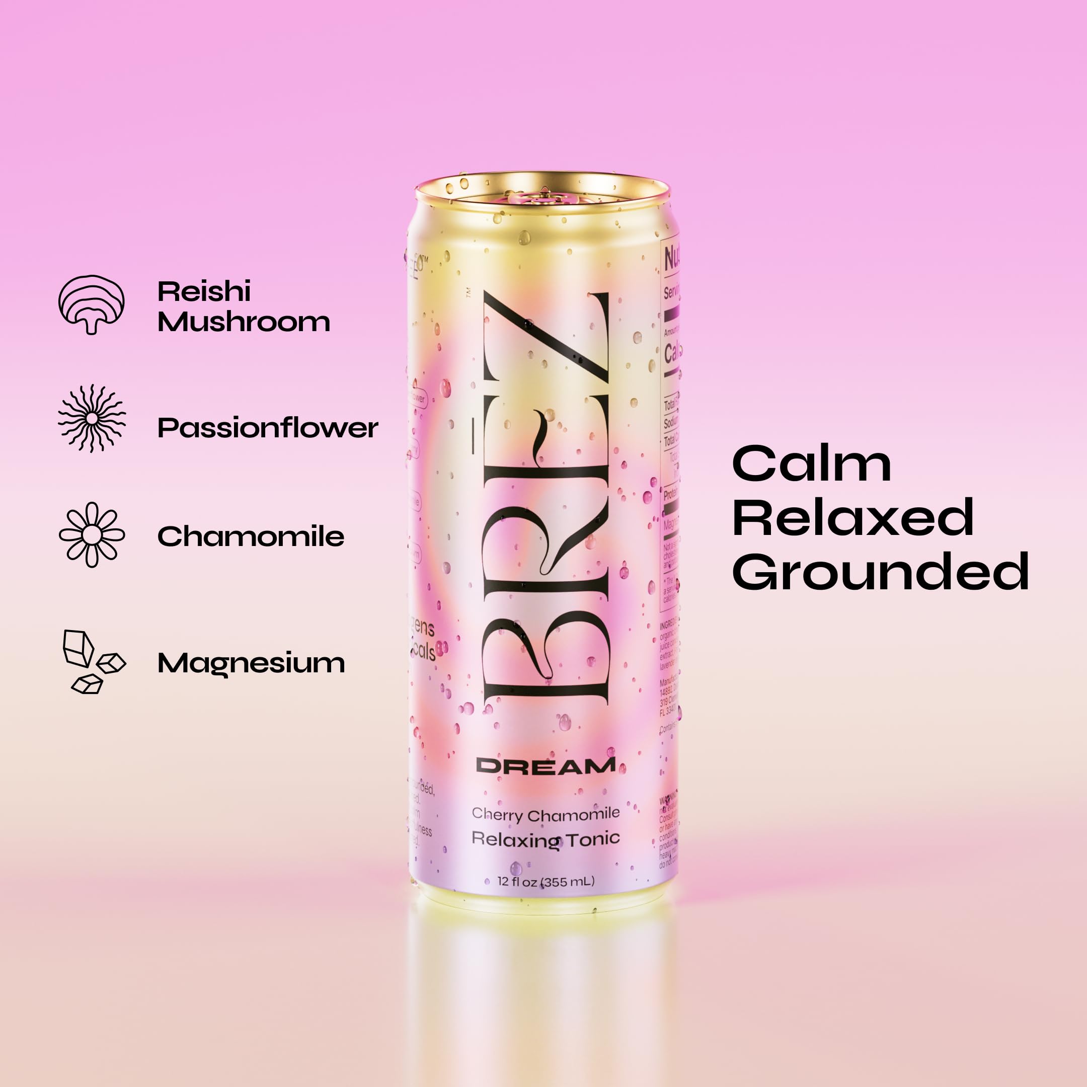 BREZ DREAM Sparkling Mushroom Drink can side view