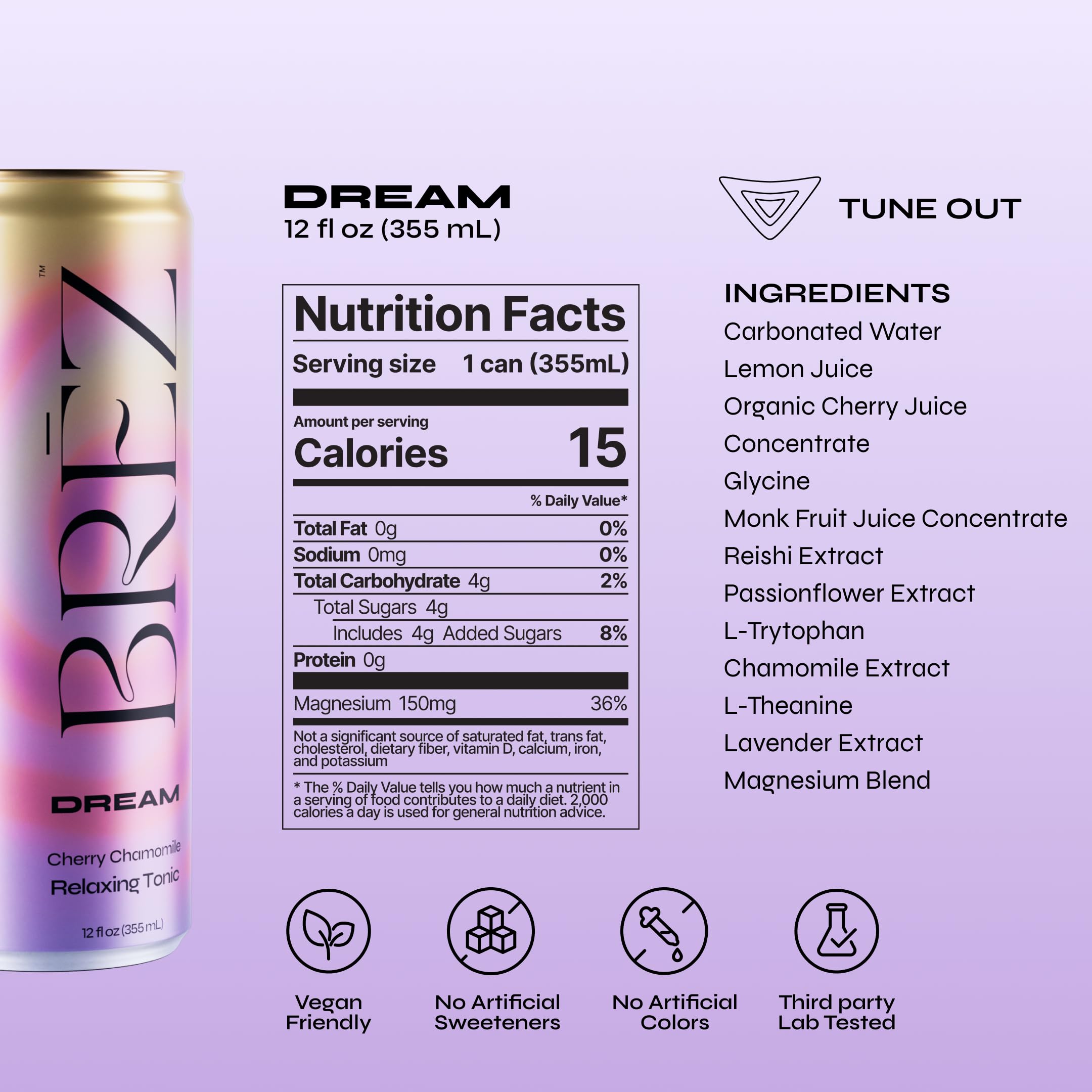 BREZ DREAM Sparkling Mushroom Drink can with herbs