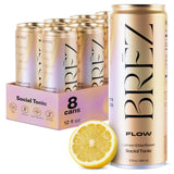 BREZ Flow Adaptogenic Drink can front view with Italian lemon and elderflower