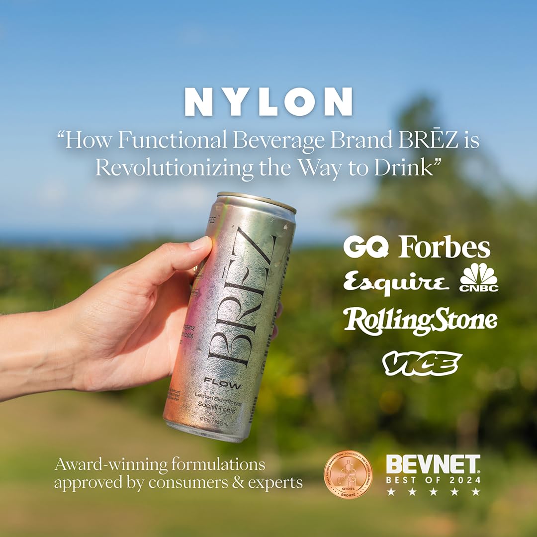 BREZ Flow Adaptogenic Drink can with lion's mane extract label