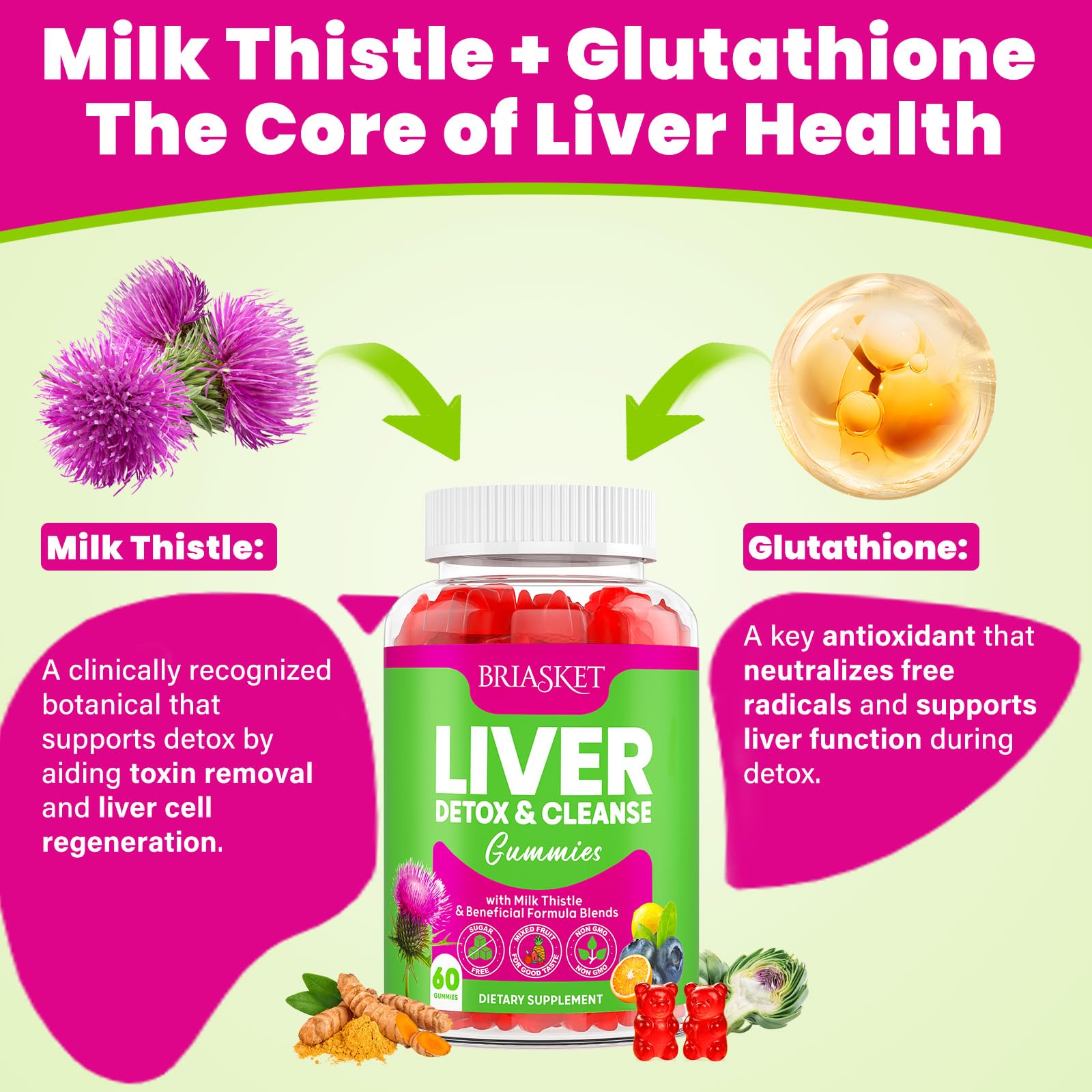 Briasket Milk Thistle Supplement 2000mg gummies lifestyle shot