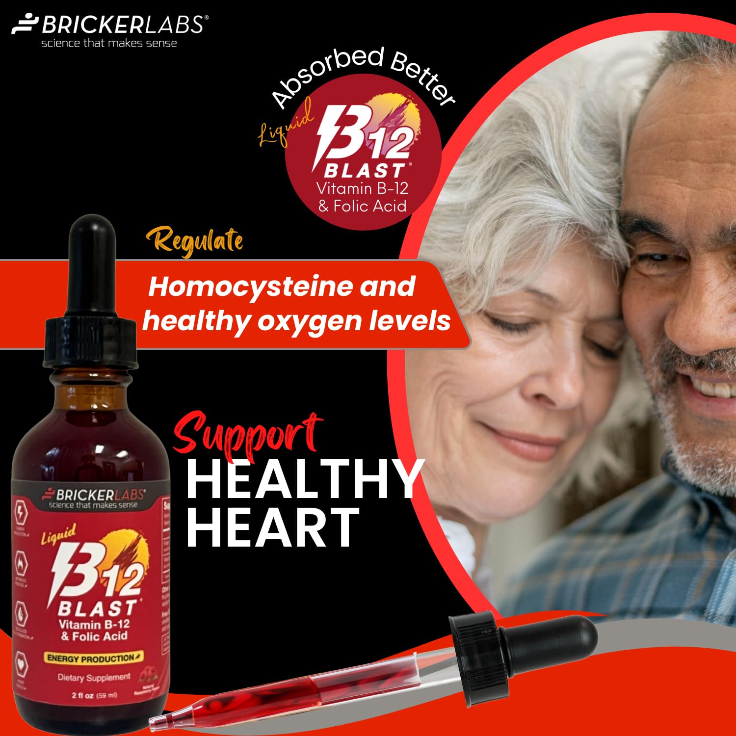Bricker Labs B-12 Blast Liquid Vitamin B12 and Folic Acid ingredients list