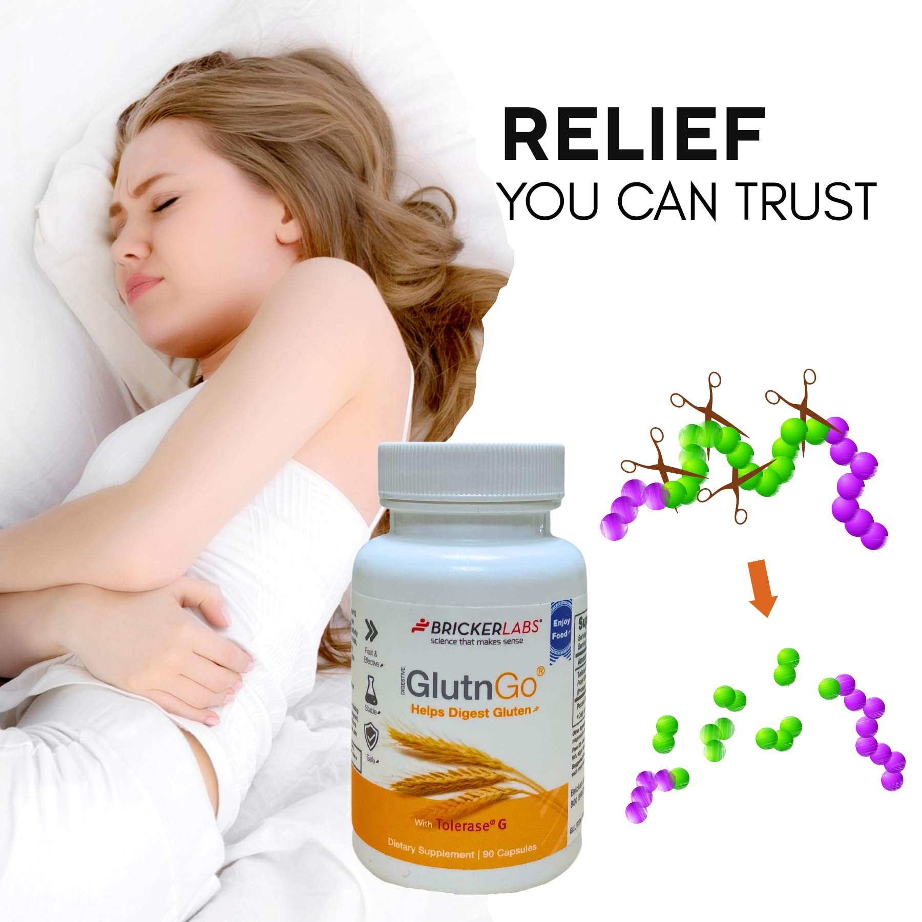 Bricker Labs Gluten daily Enzyme Support Capsules in a kitchen setting