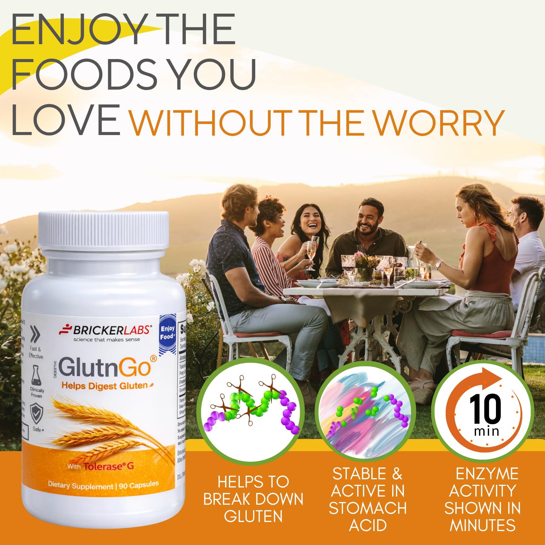 Bricker Labs Gluten daily Enzyme Support Capsules packaging