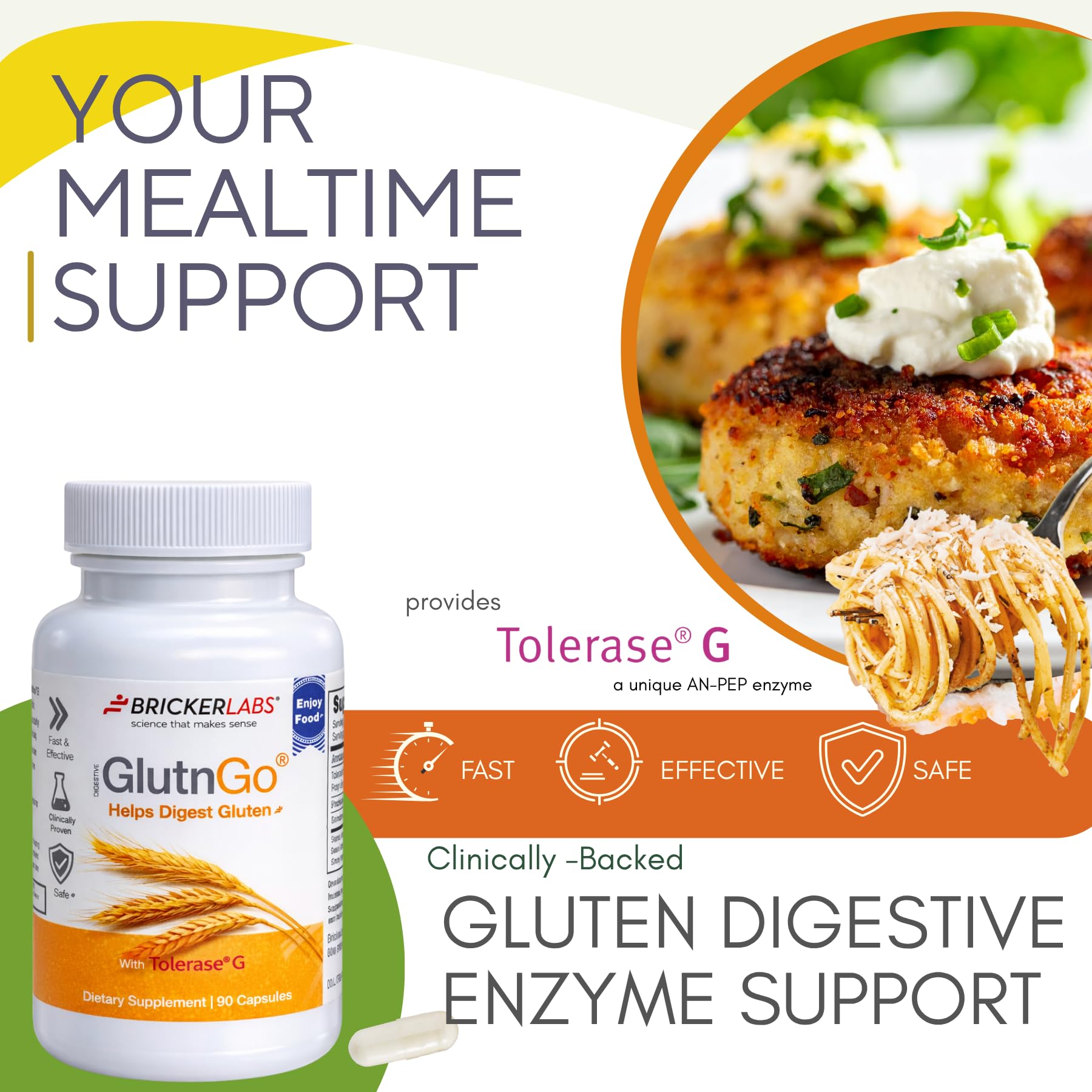 Bricker Labs Gluten daily Enzyme Support Capsules side view