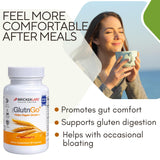 Bricker Labs Gluten daily Enzyme Support Capsules with a glass of water