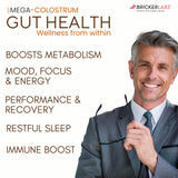 Bricker Labs Mega-Colostrum 1000mg capsules on a wooden surface