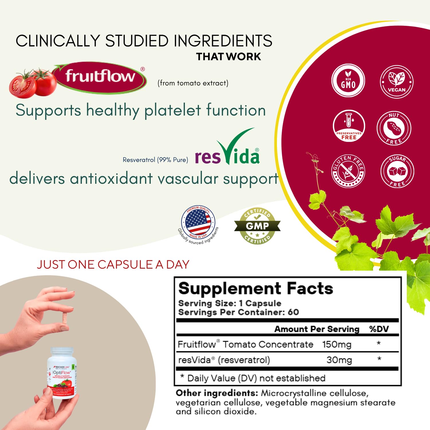 Bricker Labs OptiFlow Resveratrol Supplement ingredients list