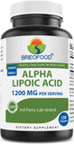 Brieofood Alpha Lipoic Acid 1200mg 120 Capsules front view