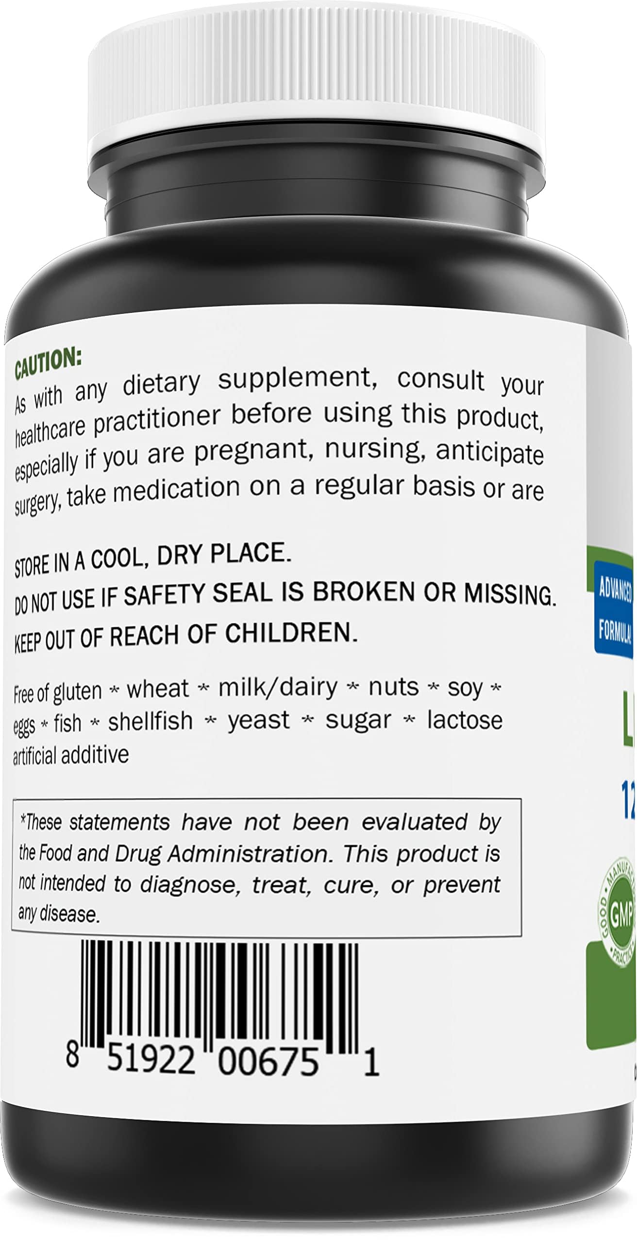 Brieofood Alpha Lipoic Acid ingredients list on packaging