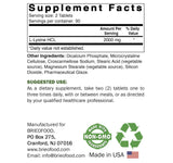 Brieofood L-Lysine 180 tablets bottle side view
