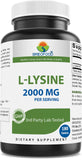 Brieofood L-Lysine 2000mg 180 Vegetarian Tablets front view