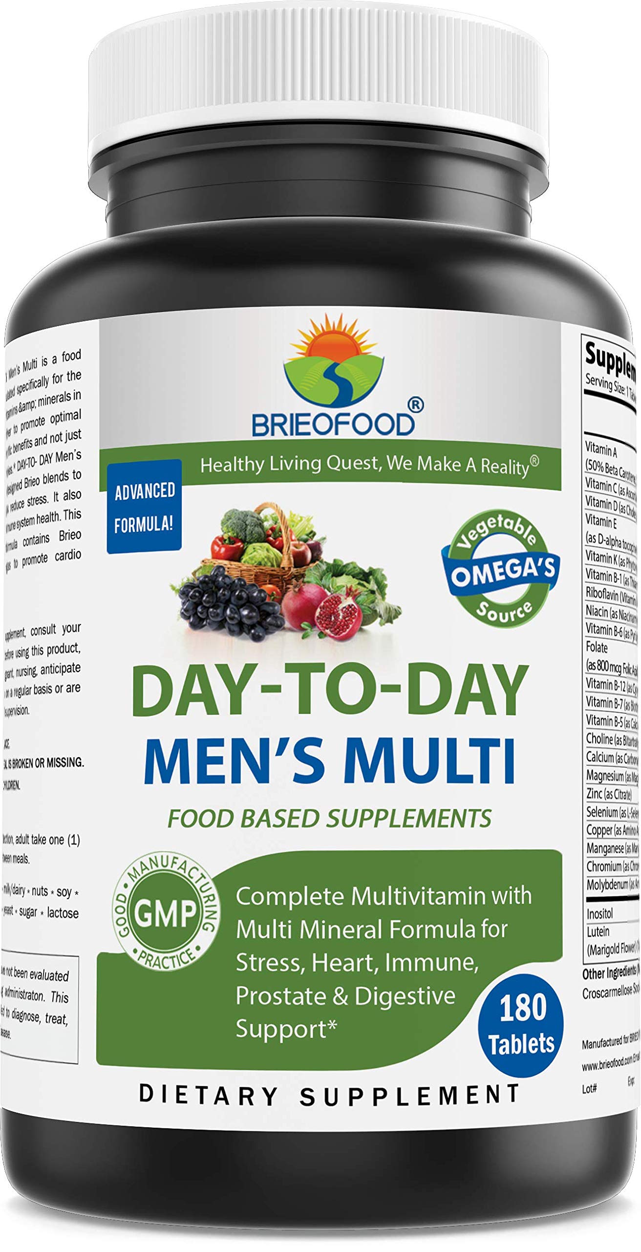 Brieofood Men's Multi Food-Based Multivitamin front view with packaging