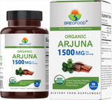 Brieofood Organic Arjuna 1500mg 90 Vegetarian Tablets front view