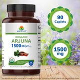 Brieofood Organic Arjuna 1500mg bottle with tablets