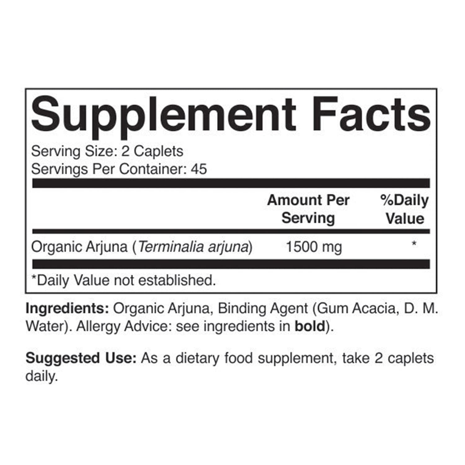 Brieofood Organic Arjuna 1500mg tablet close-up