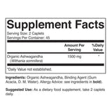 Brieofood Organic Ashwagandha 1500mg label close-up