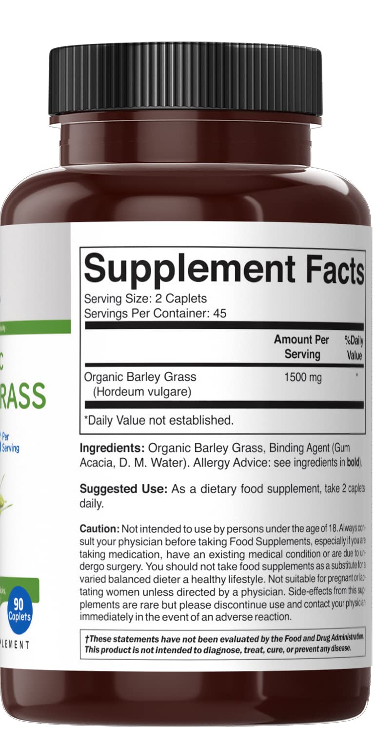 Brieofood Organic Barley Grass 1500mg nutritional information