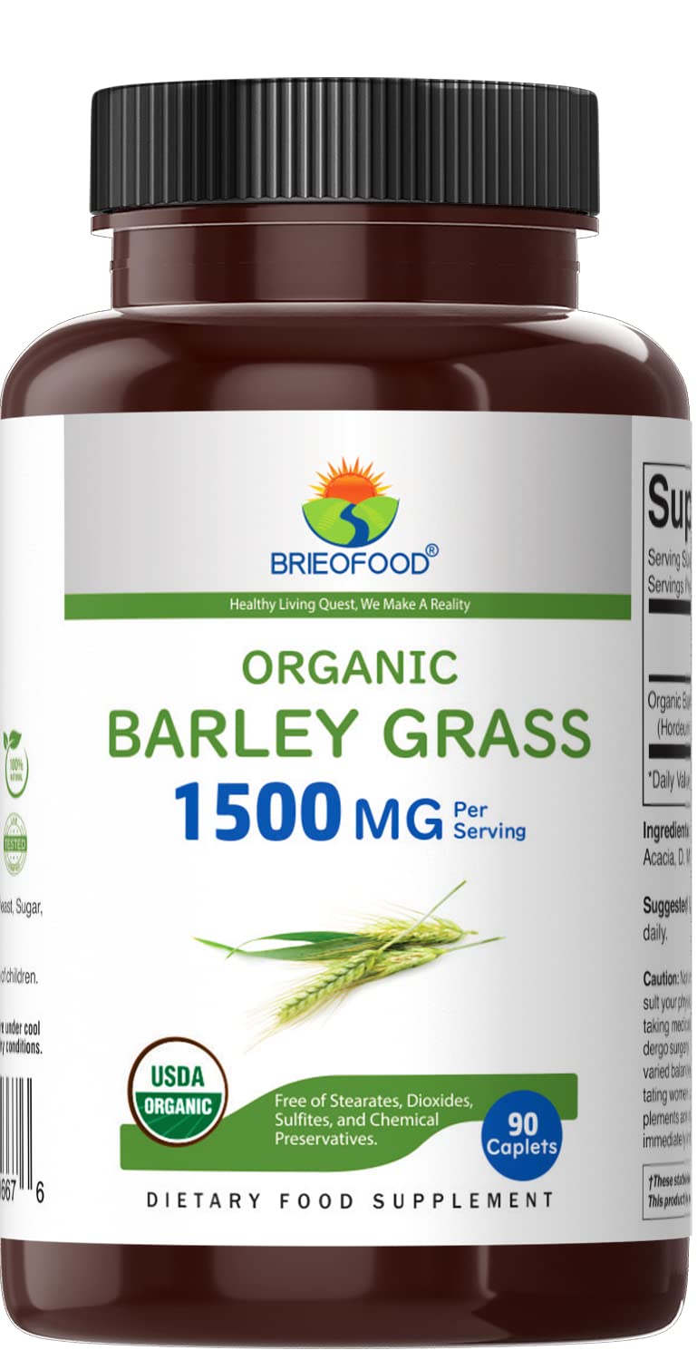 Brieofood Organic Barley Grass 1500mg packaging details