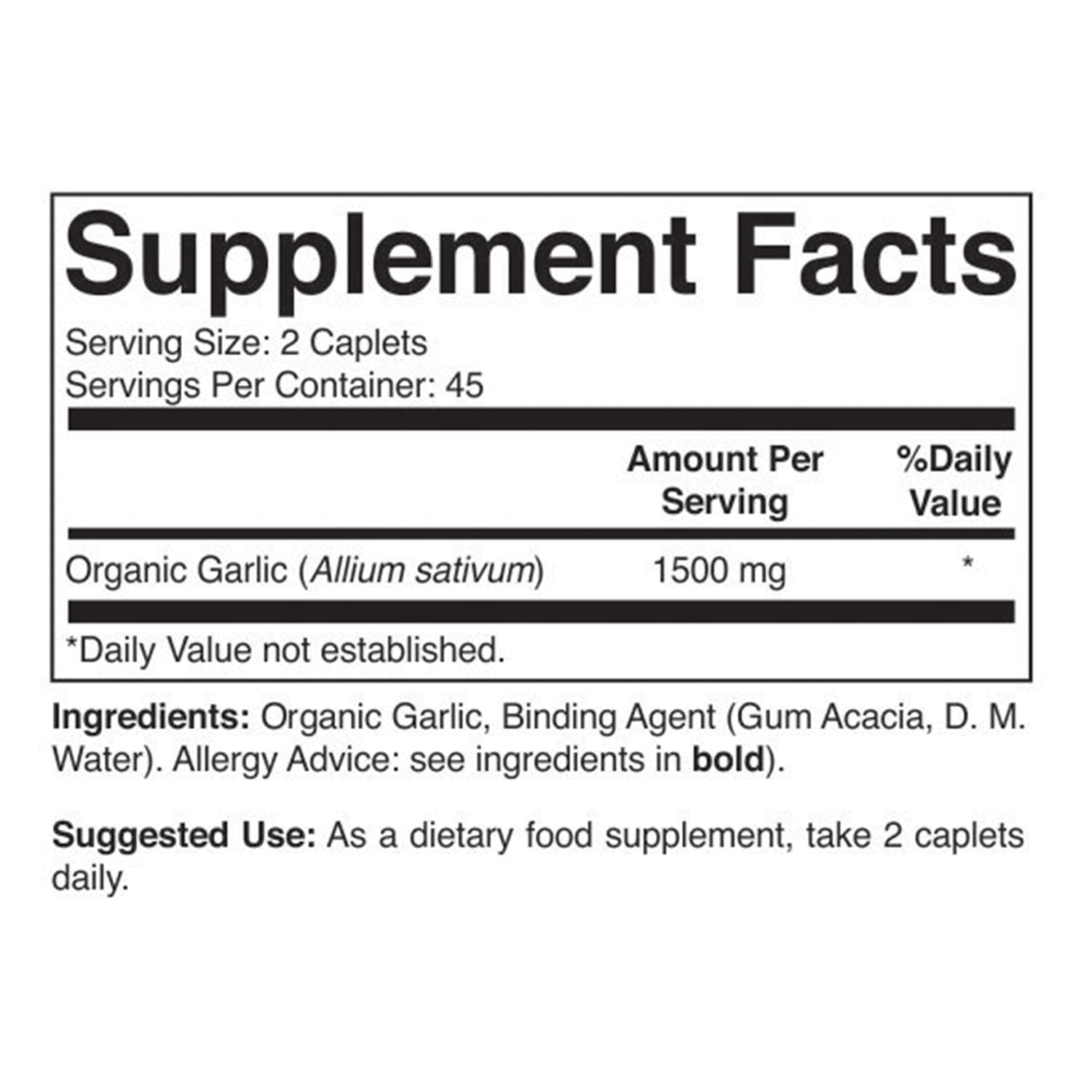 Brieofood Organic Garlic Supplement 1500mg 90 Tablets packaging
