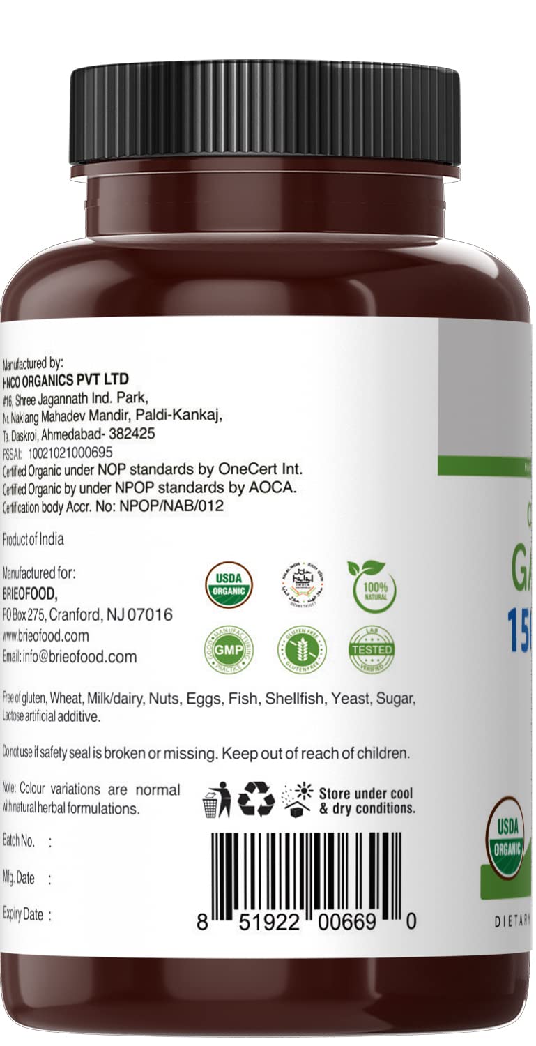 Brieofood Organic Garlic Supplement 1500mg tablet close-up