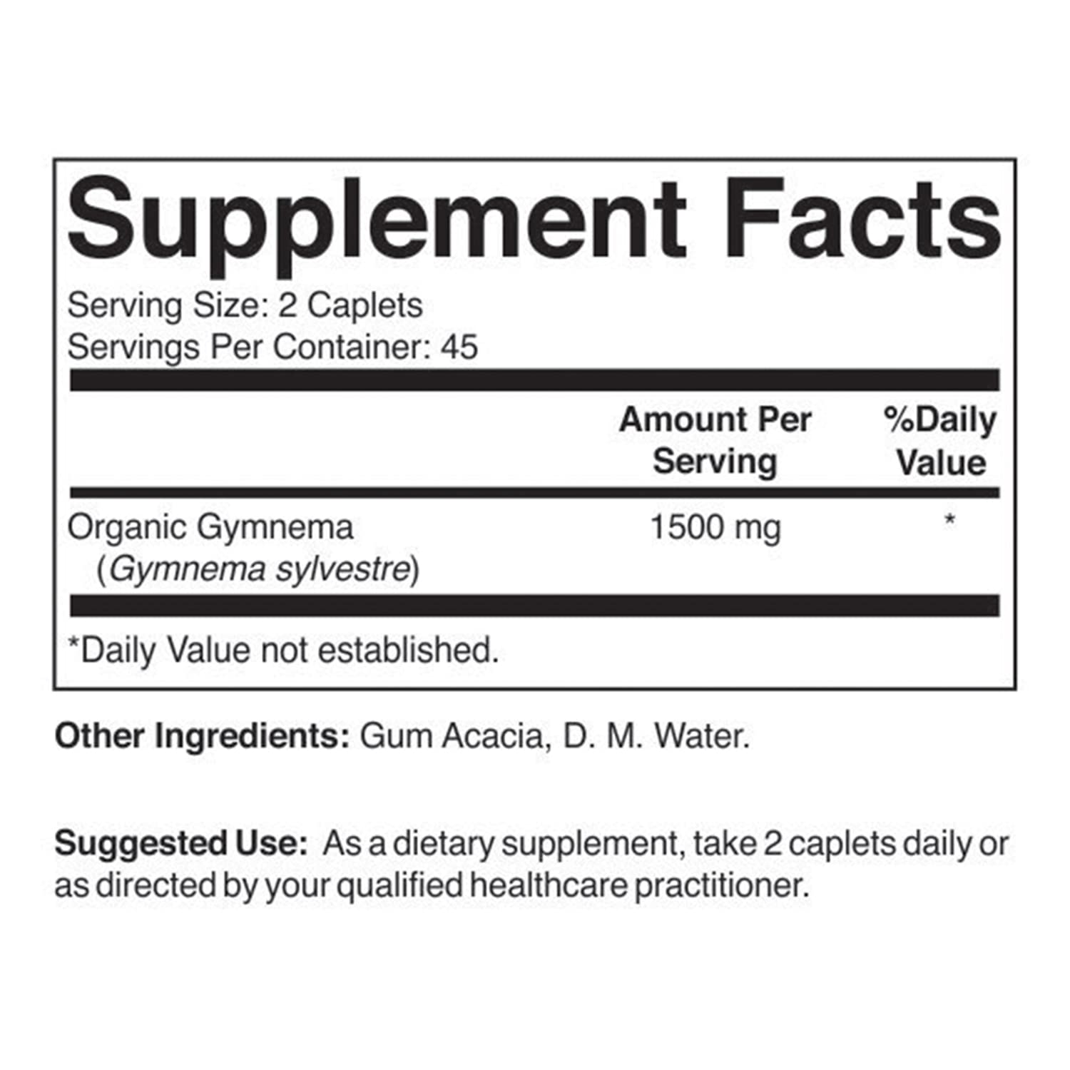 Brieofood Organic Gymnema 1500mg packaging side view