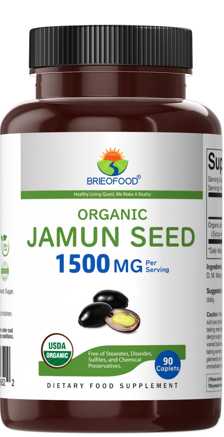 Brieofood Organic Jamun Seed 1500mg packaging side view