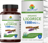 Brieofood Organic Licorice Root 1500mg 90 Tablets front view