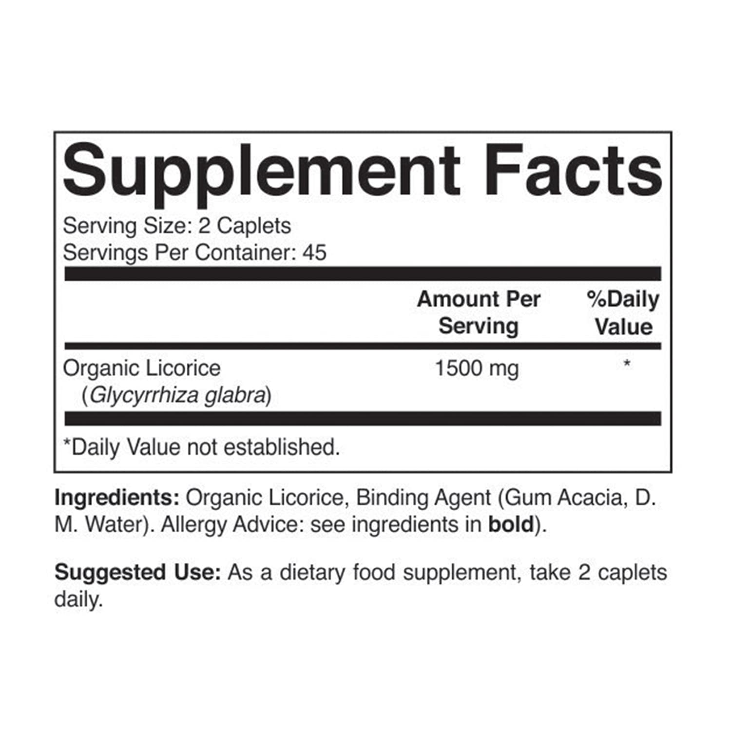 Brieofood Organic Licorice Root 1500mg tablet close-up