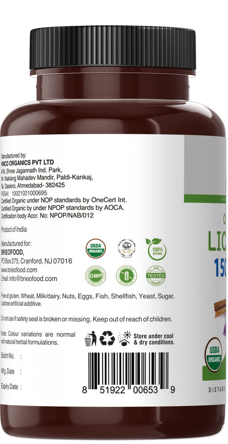 Brieofood Organic Licorice Root 90 Tablets side view