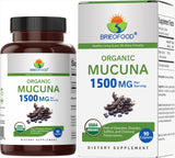 Brieofood Organic Mucuna 1500mg 90 vegetarian tablets front view