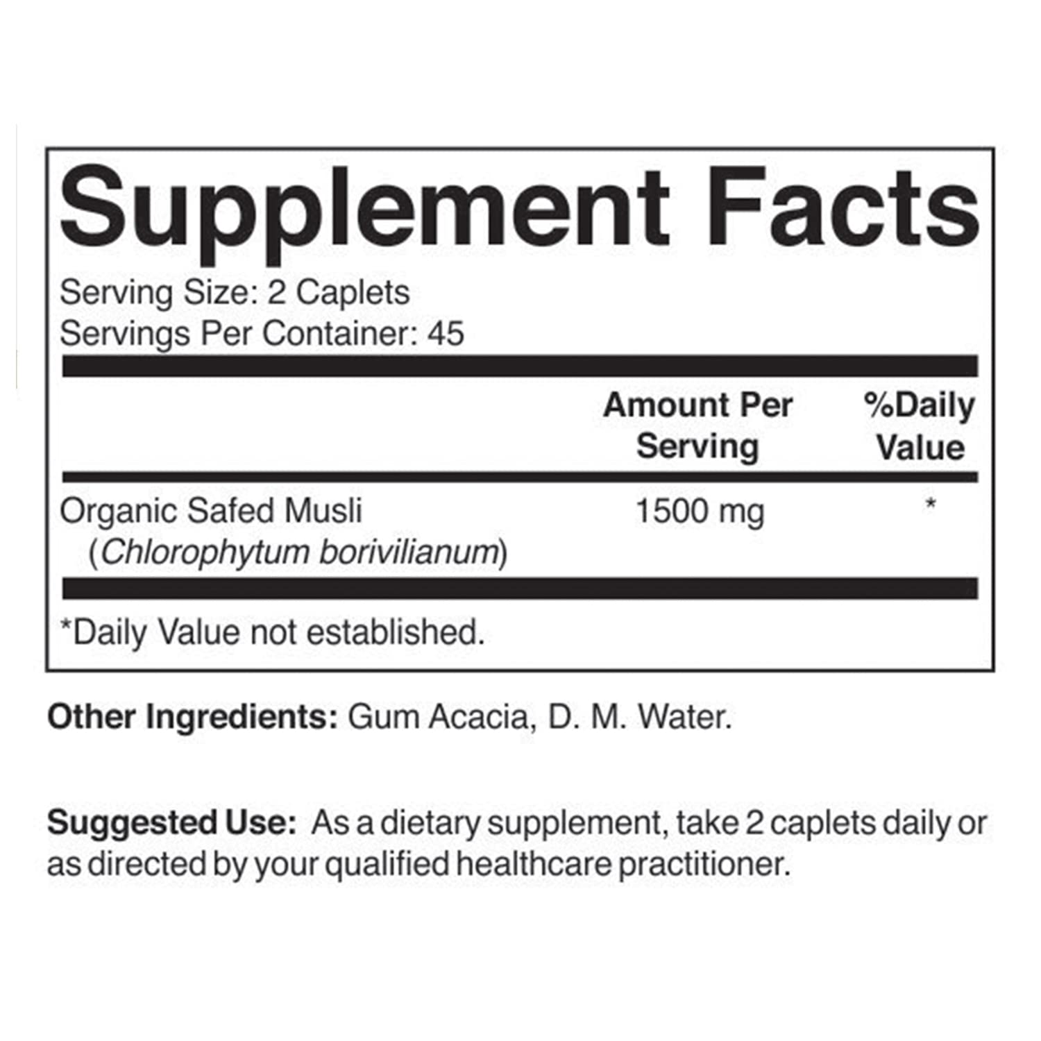 Brieofood Organic Safed Musli 90 vegetarian tablets packaging