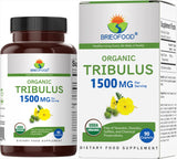 Brieofood Organic Tribulus 1500mg 90 Vegetarian Tablets front view