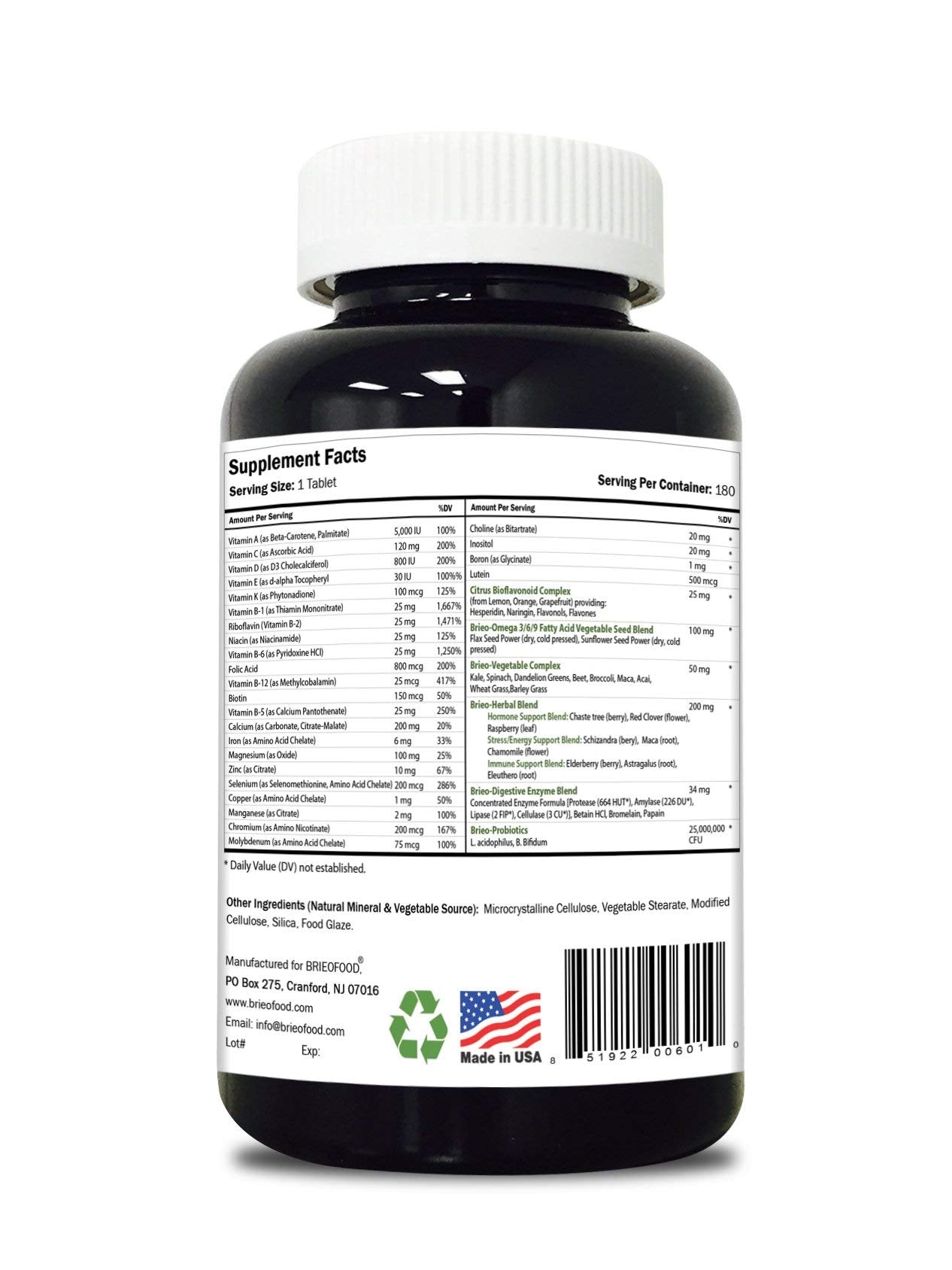 Brieofood Women's Multi Food-Based Multivitamin side view