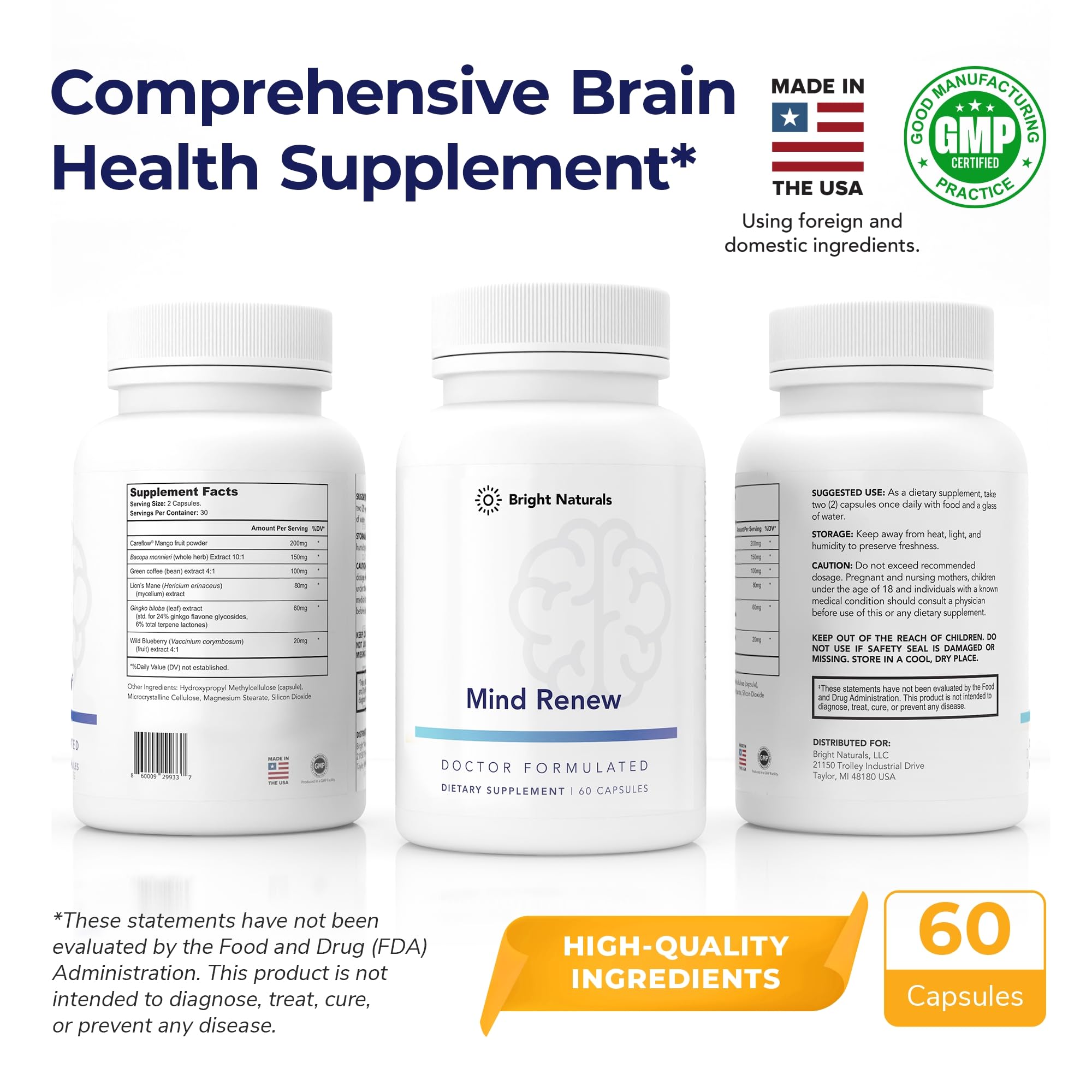 Bright Naturals Mind Renew Ginkgo Biloba supplement capsule close-up