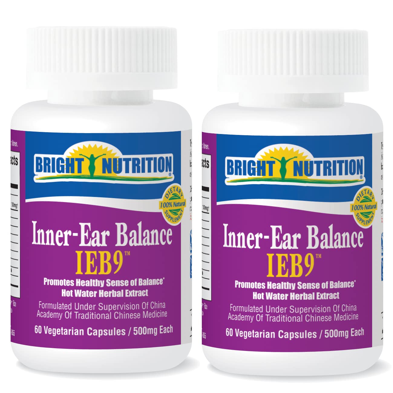 Bright Nutrition Inner Ear Solution Herbal Supplement capsules on a table