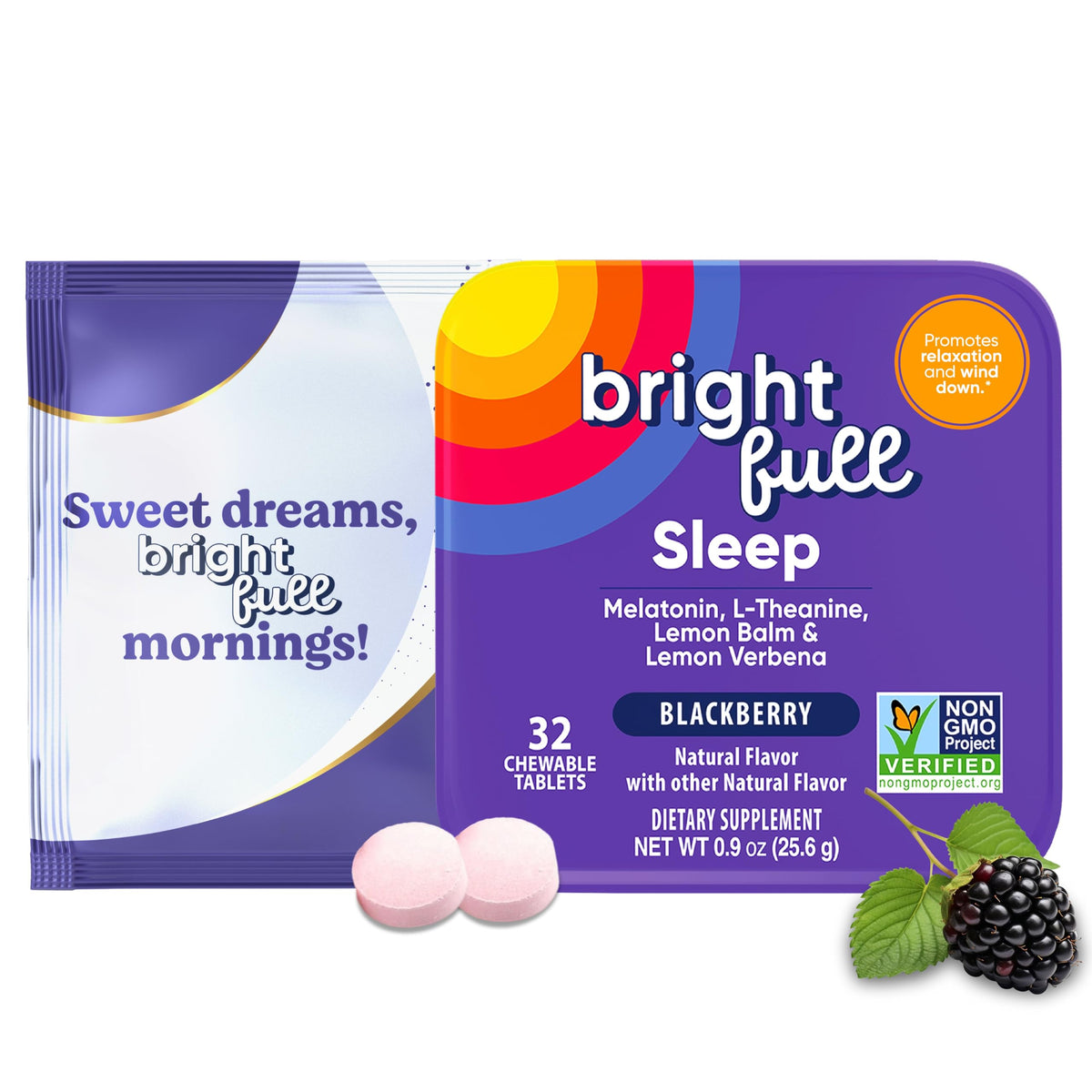 BRIGHTFULL Sleep Chewable Tablets 32 Count front view