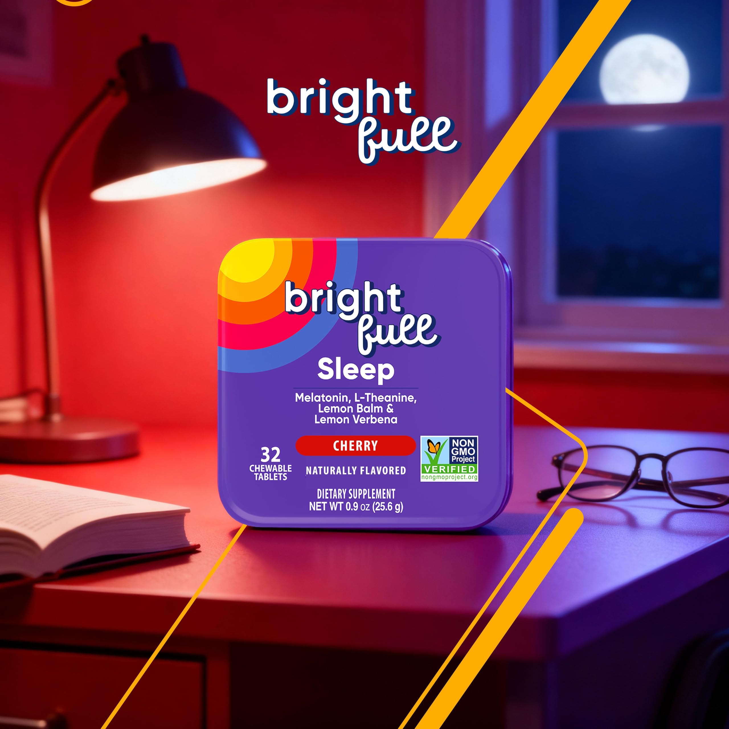 BRIGHTFULL Sleep Chewable Tablets Cherry flavour back view
