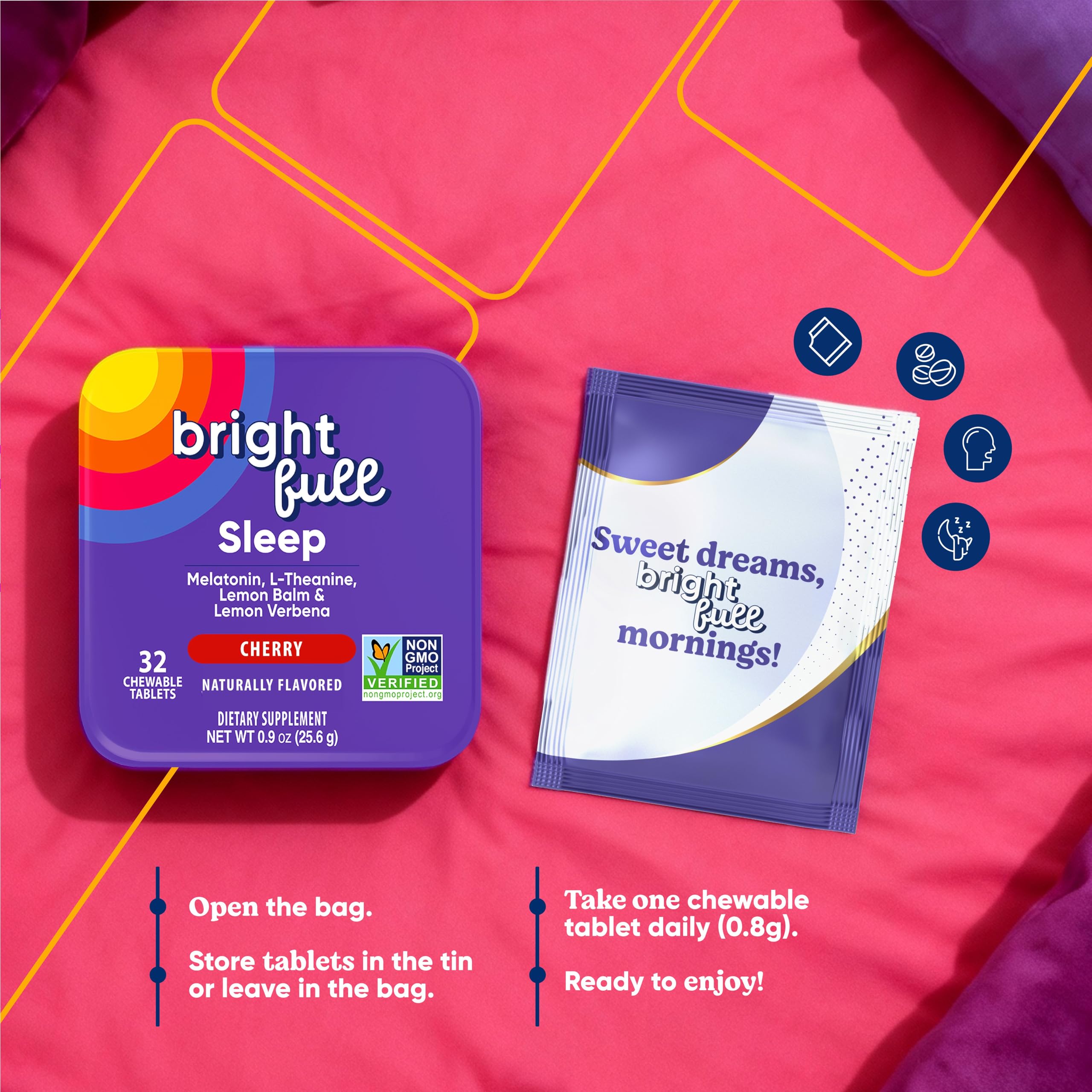 BRIGHTFULL Sleep Chewable Tablets Cherry flavour packaging
