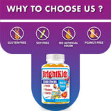 BrightKids Focus Gummies on a table with fruits