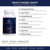 Brilliant Blends Adapt Adaptogen Supplement capsules on a wooden surface