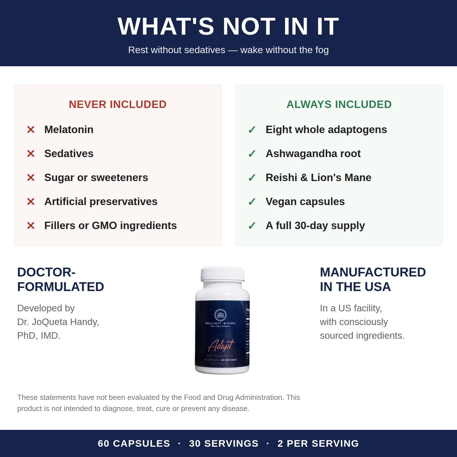 Brilliant Blends Adapt Adaptogen Supplement packaging details