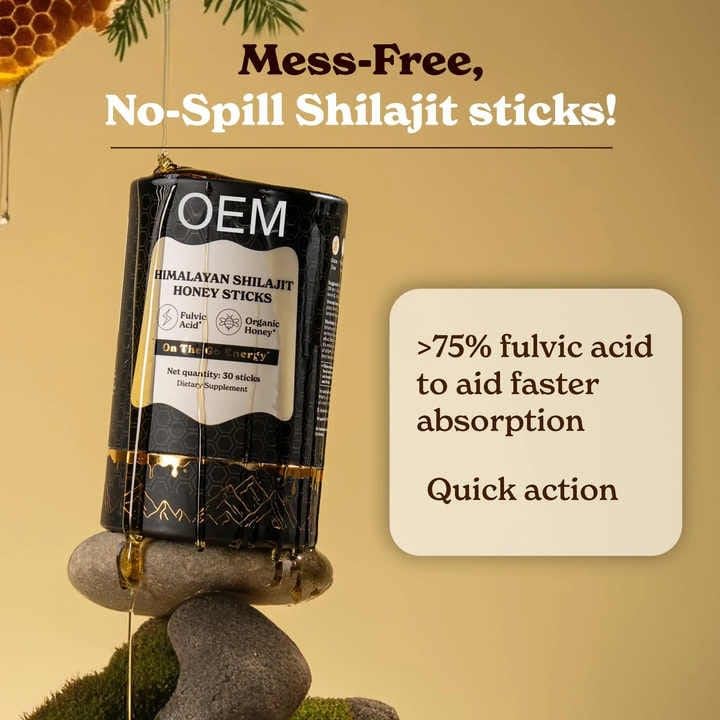 BRILLURE Shilajit Honey Stick on a wooden table