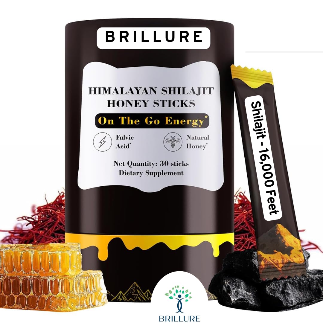 BRILLURE Shilajit Honey Sticks displayed in a row