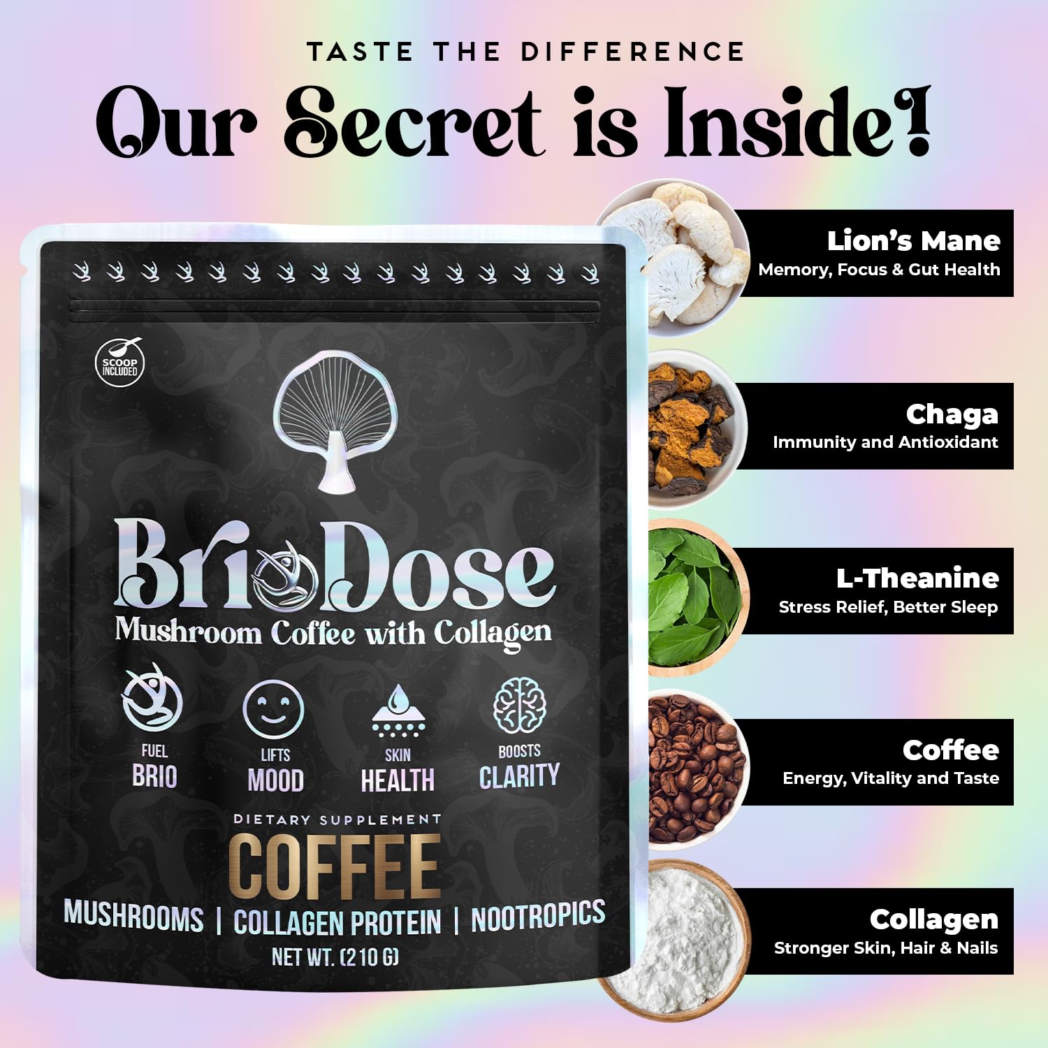 BRIODOSE MUSHROOM COFFEE cup with coffee